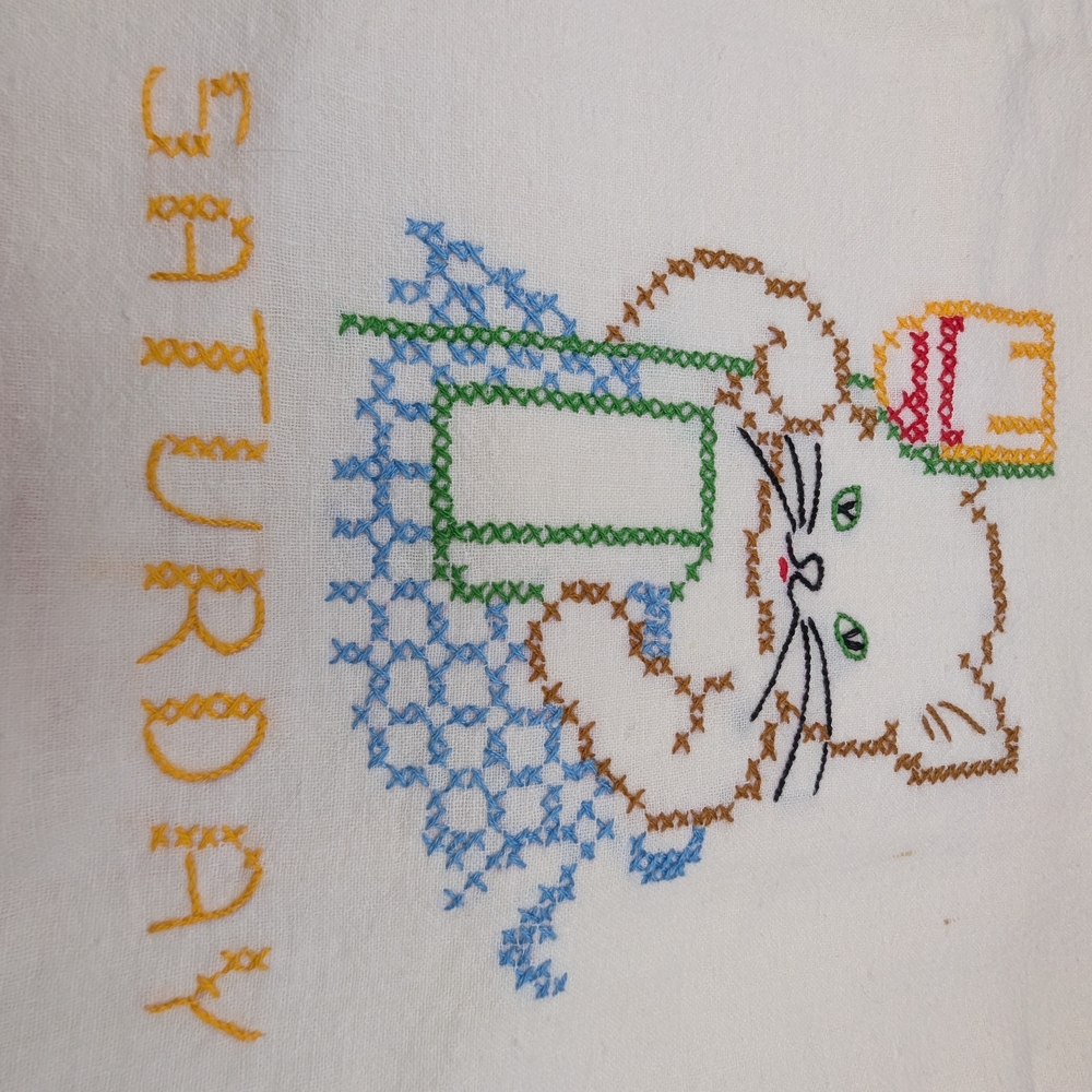 (Set Of 5) Embroidered Cat Design Dish Towels - Picture 10 of 16